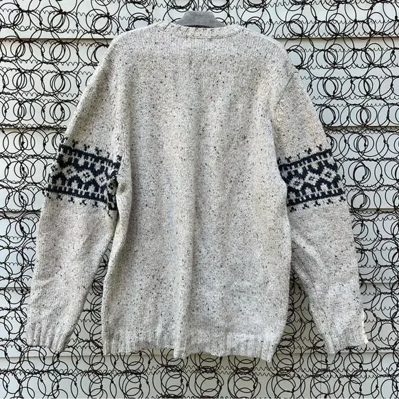 Vintage Eddie Bauer oatmeal granola fair isle Gorpcore wool crewneck sweater XL - Picture 2 of 4